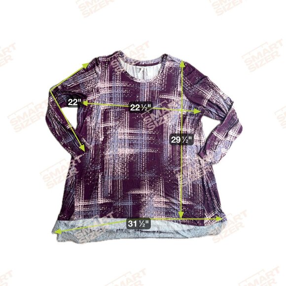 Lori Goldstein LOGO 2X Tunic‎ Top Lace Hem Long Sleeves Liquid Knit Stretch Boxy - Picture 2 of 7